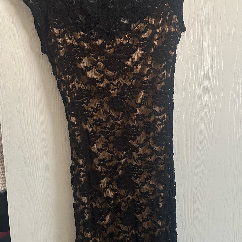 B Darlin Black and Tan Lace Dress